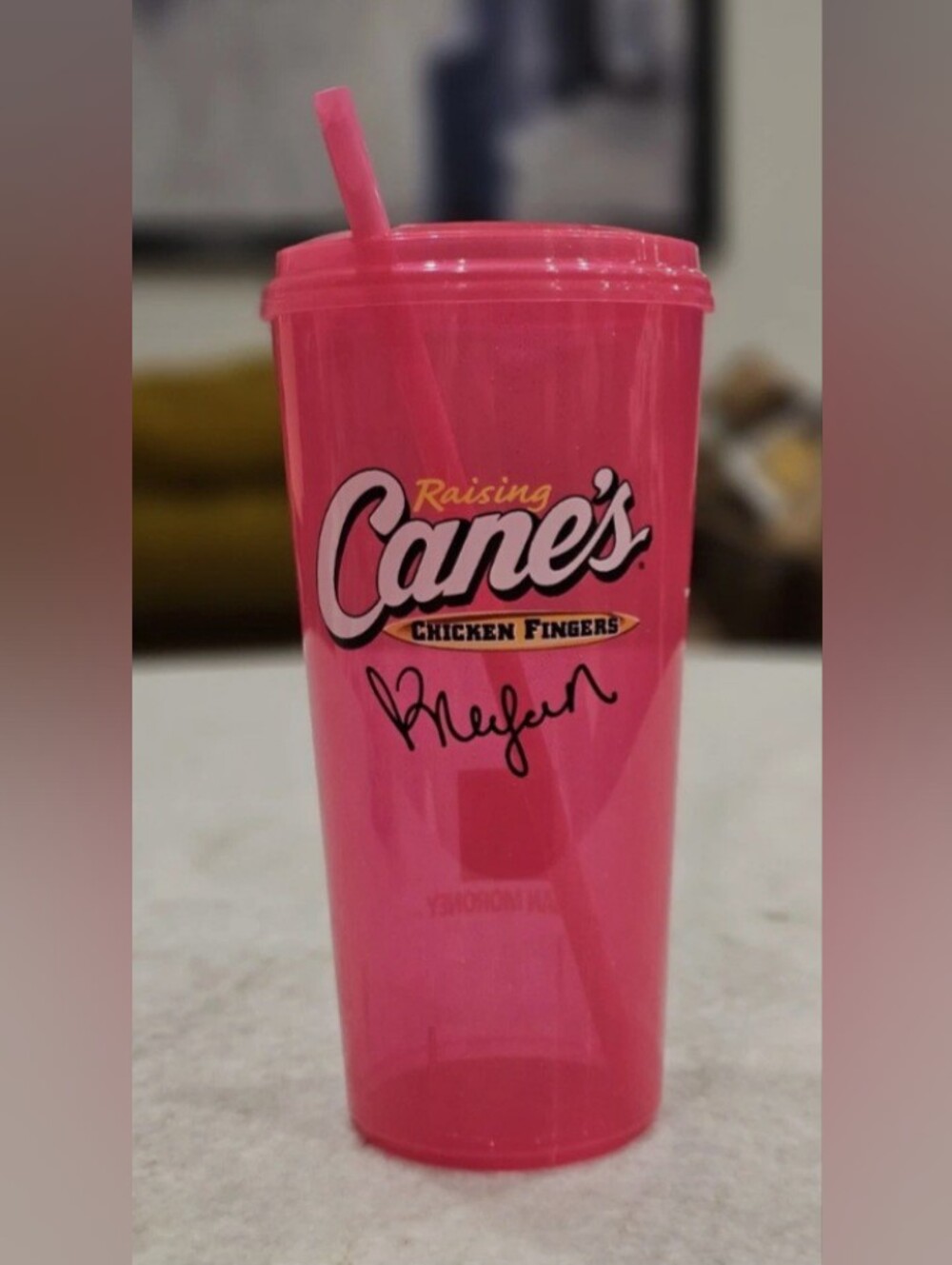 Canes Pink Sparkle Reusable Tumbler with Straw